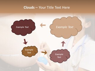 A Pregnant Woman Measuring Her Belly With A Stethoscope PowerPoint Template