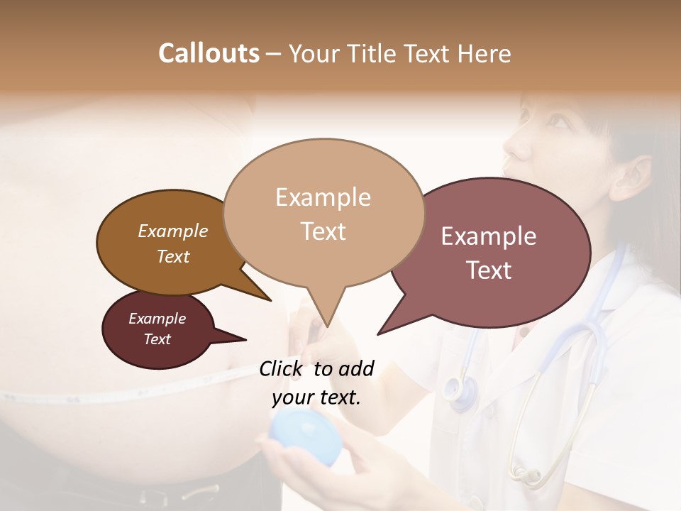 A Pregnant Woman Measuring Her Belly With A Stethoscope PowerPoint Template