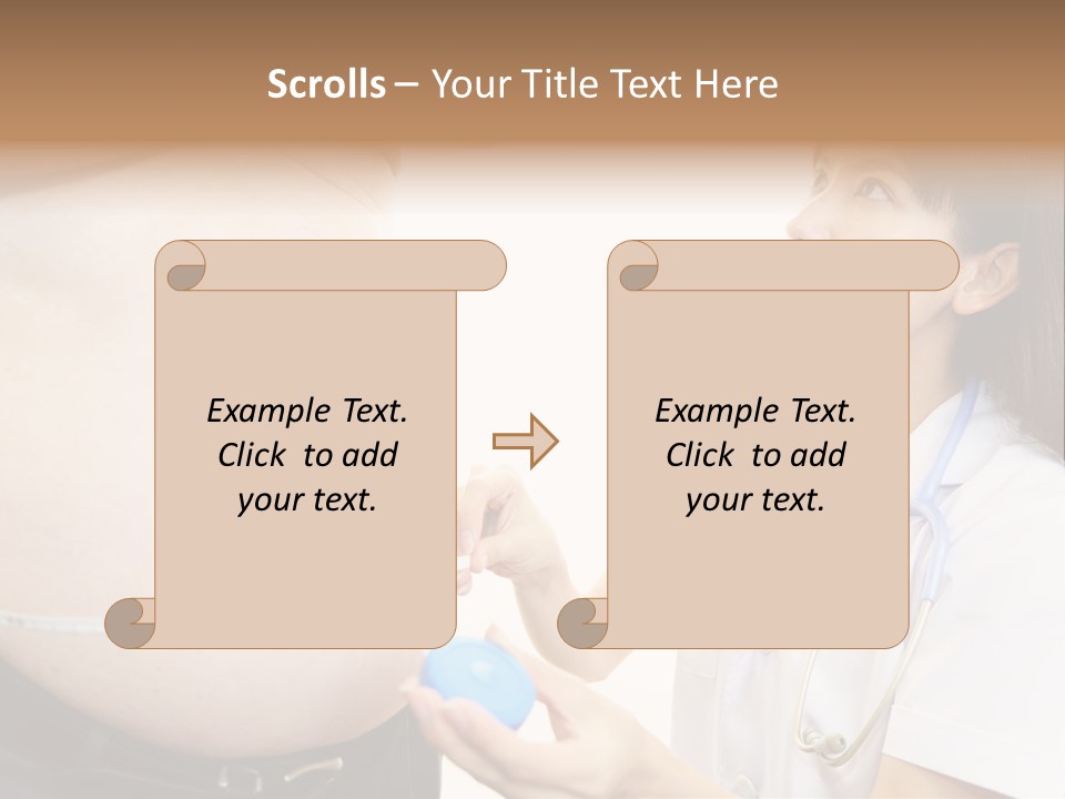 A Pregnant Woman Measuring Her Belly With A Stethoscope PowerPoint Template