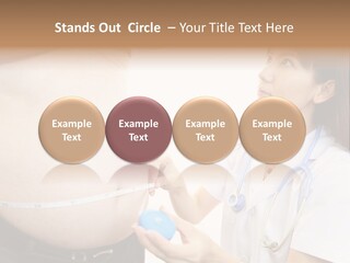 A Pregnant Woman Measuring Her Belly With A Stethoscope PowerPoint Template
