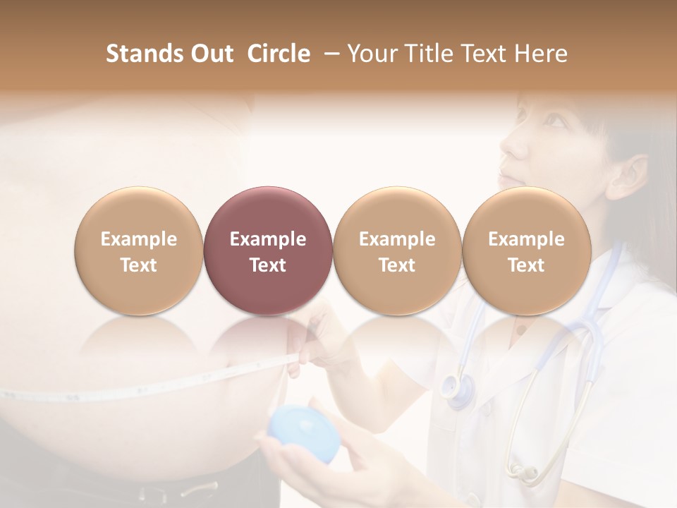 A Pregnant Woman Measuring Her Belly With A Stethoscope PowerPoint Template