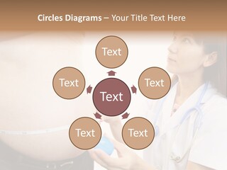 A Pregnant Woman Measuring Her Belly With A Stethoscope PowerPoint Template