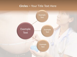A Pregnant Woman Measuring Her Belly With A Stethoscope PowerPoint Template