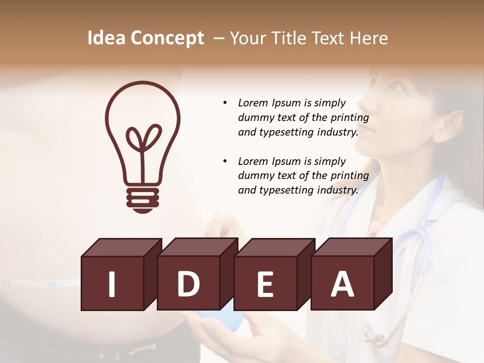 A Pregnant Woman Measuring Her Belly With A Stethoscope PowerPoint Template