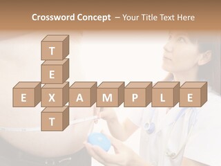 A Pregnant Woman Measuring Her Belly With A Stethoscope PowerPoint Template