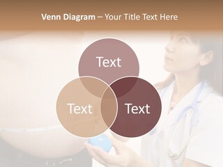 A Pregnant Woman Measuring Her Belly With A Stethoscope PowerPoint Template