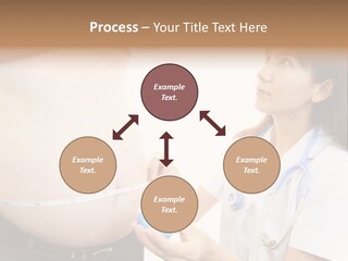 A Pregnant Woman Measuring Her Belly With A Stethoscope PowerPoint Template
