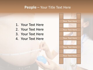 A Pregnant Woman Measuring Her Belly With A Stethoscope PowerPoint Template