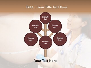 A Pregnant Woman Measuring Her Belly With A Stethoscope PowerPoint Template