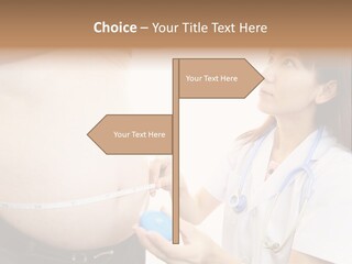 A Pregnant Woman Measuring Her Belly With A Stethoscope PowerPoint Template