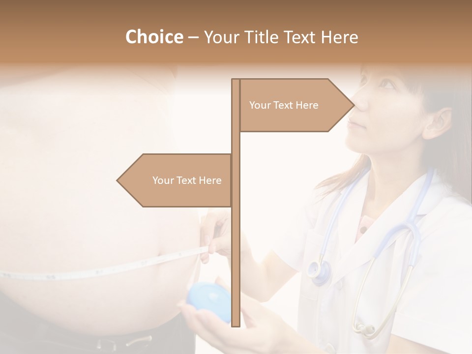 A Pregnant Woman Measuring Her Belly With A Stethoscope PowerPoint Template