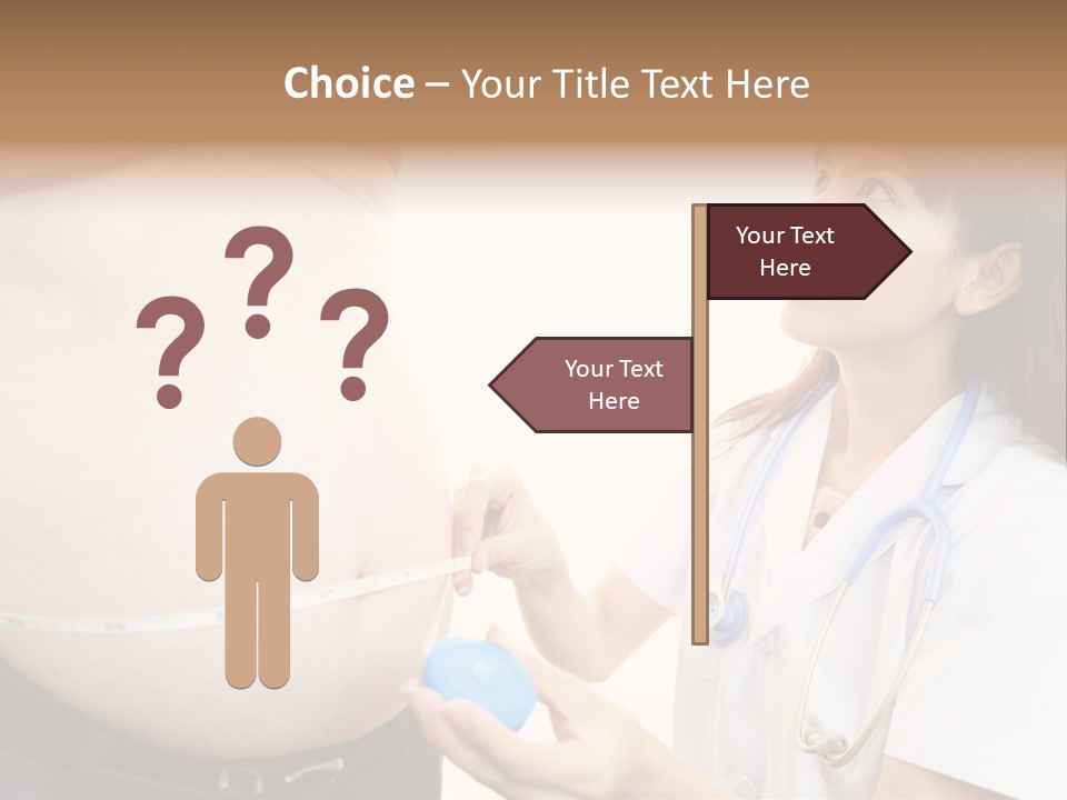 A Pregnant Woman Measuring Her Belly With A Stethoscope PowerPoint Template