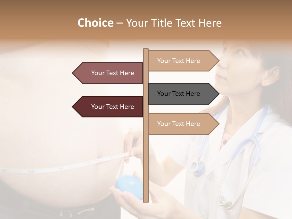 A Pregnant Woman Measuring Her Belly With A Stethoscope PowerPoint Template
