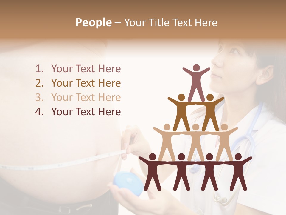 A Pregnant Woman Measuring Her Belly With A Stethoscope PowerPoint Template