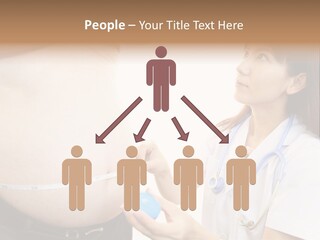 A Pregnant Woman Measuring Her Belly With A Stethoscope PowerPoint Template