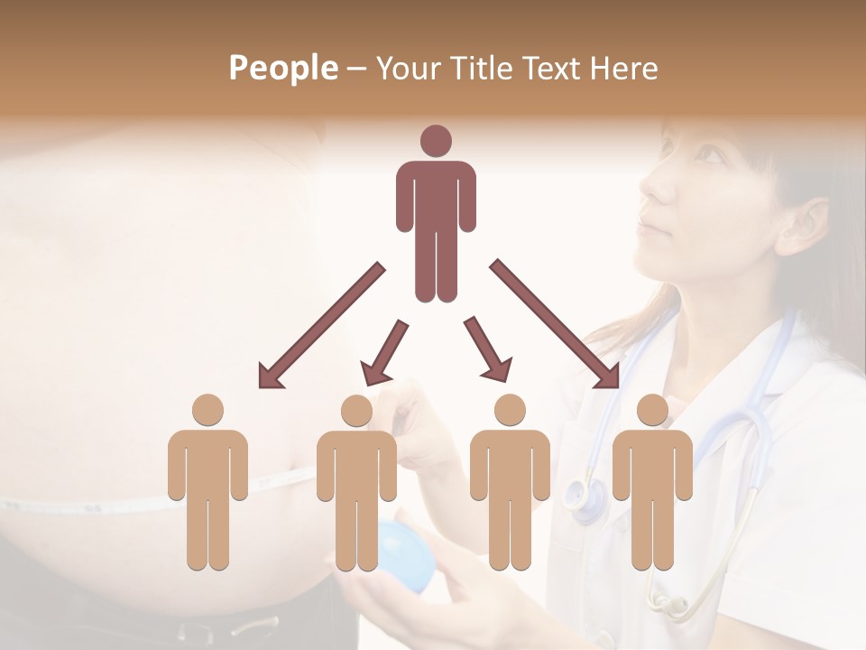 A Pregnant Woman Measuring Her Belly With A Stethoscope PowerPoint Template