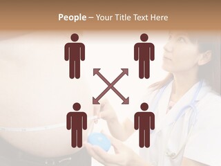 A Pregnant Woman Measuring Her Belly With A Stethoscope PowerPoint Template