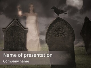 Lamp Night Lady PowerPoint Template