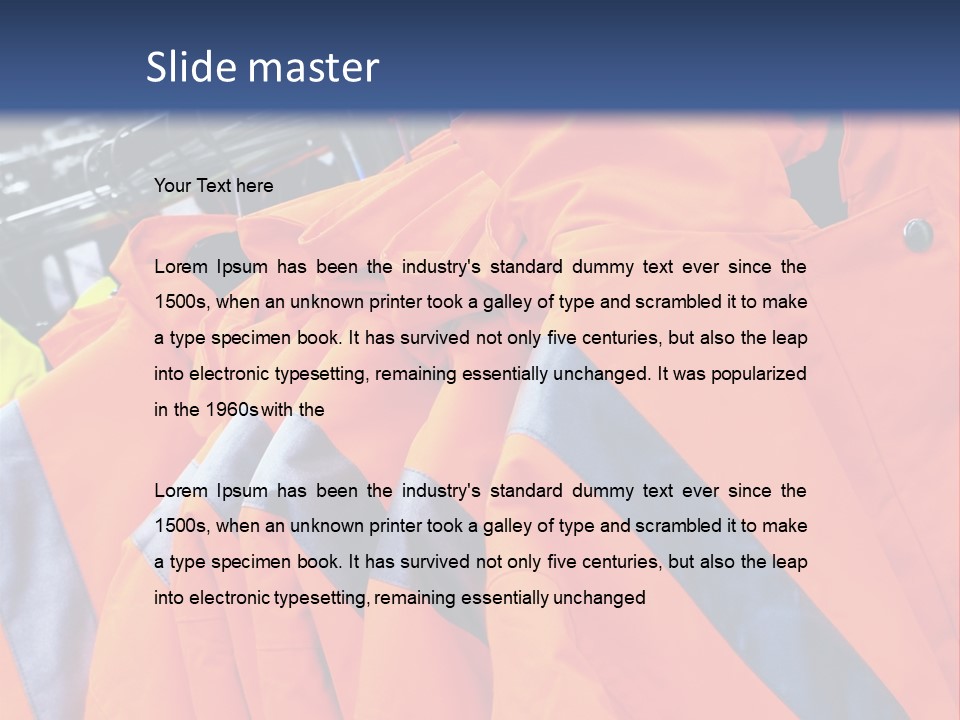 A Group Of Orange Jackets Hanging On A Rack PowerPoint Template