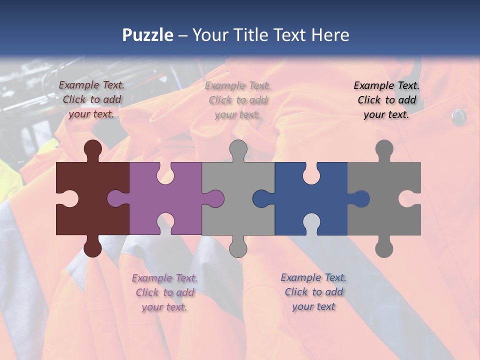 A Group Of Orange Jackets Hanging On A Rack PowerPoint Template