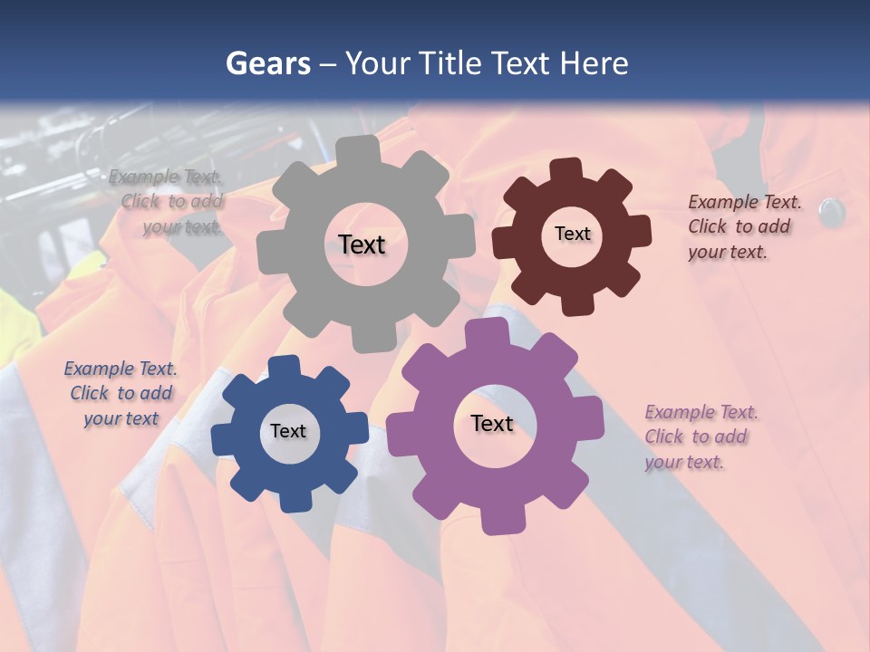 A Group Of Orange Jackets Hanging On A Rack PowerPoint Template