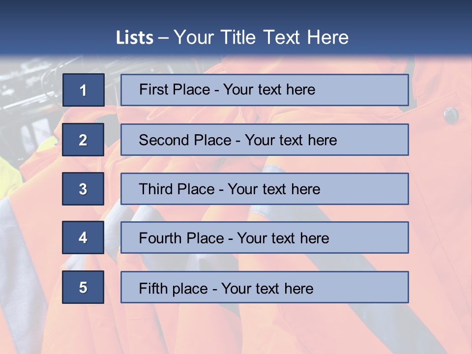 A Group Of Orange Jackets Hanging On A Rack PowerPoint Template