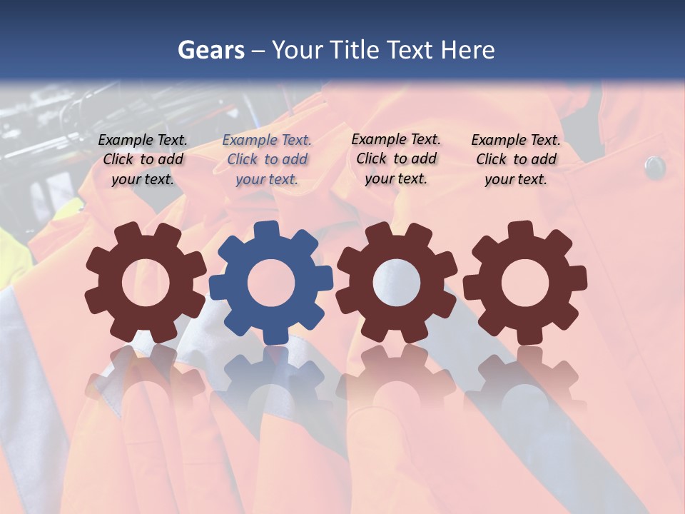 A Group Of Orange Jackets Hanging On A Rack PowerPoint Template