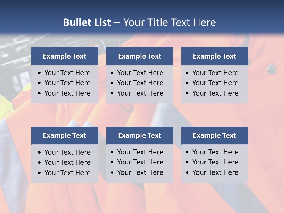 A Group Of Orange Jackets Hanging On A Rack PowerPoint Template
