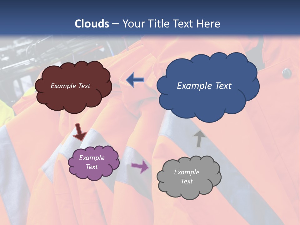 A Group Of Orange Jackets Hanging On A Rack PowerPoint Template