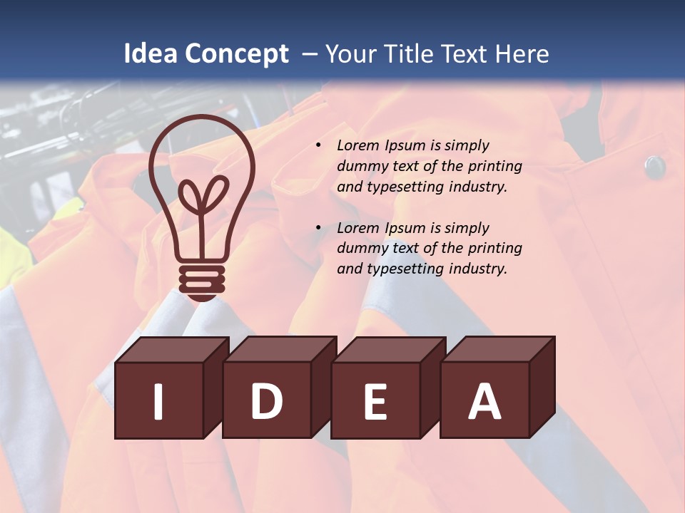 A Group Of Orange Jackets Hanging On A Rack PowerPoint Template