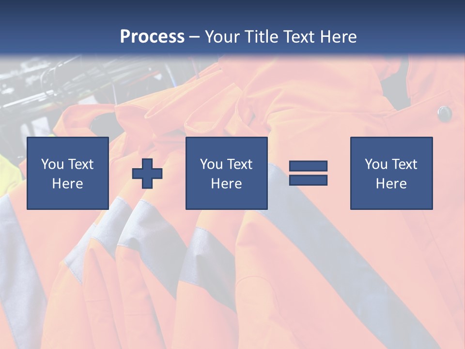 A Group Of Orange Jackets Hanging On A Rack PowerPoint Template