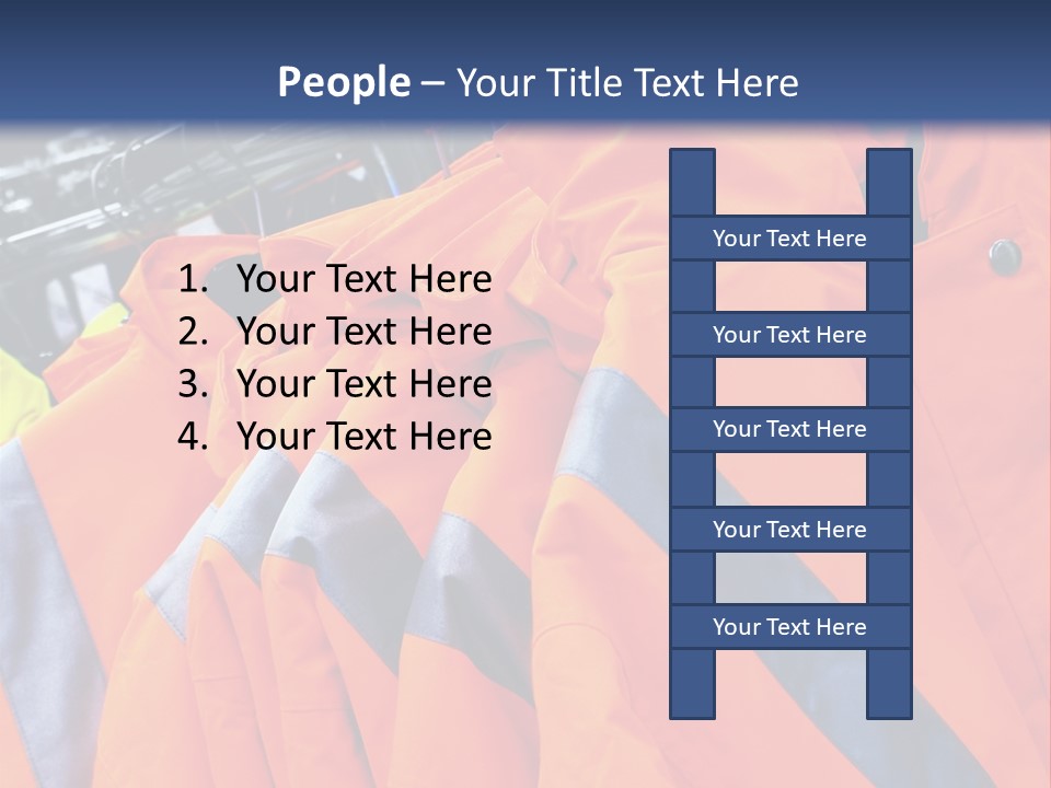 A Group Of Orange Jackets Hanging On A Rack PowerPoint Template