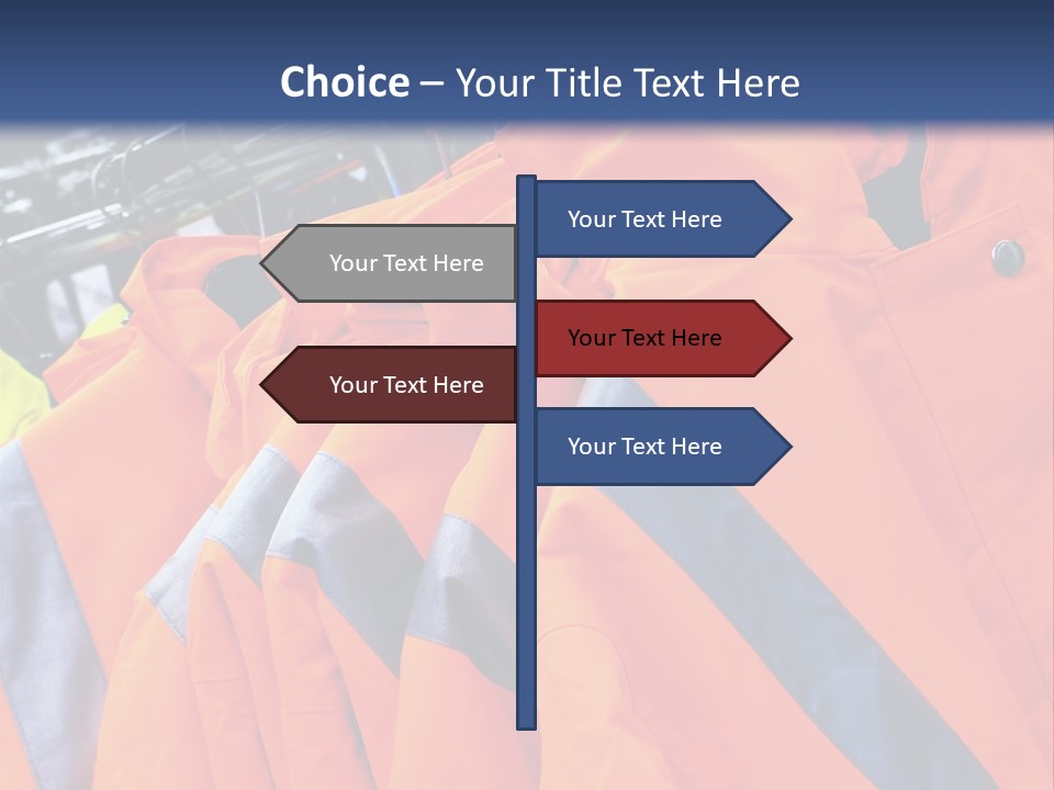A Group Of Orange Jackets Hanging On A Rack PowerPoint Template