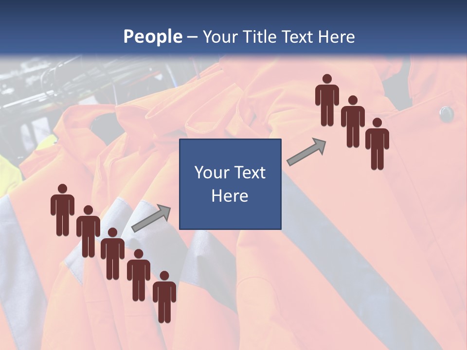 A Group Of Orange Jackets Hanging On A Rack PowerPoint Template