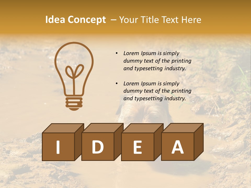 A Dog In A Muddy Puddle Of Water Powerpoint Template PowerPoint Template