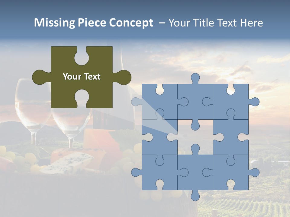 A Bottle Of Wine, Two Glasses Of Wine, Cheese And Grapes On A Barrel PowerPoint Template