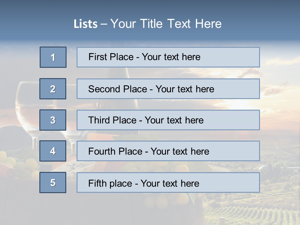 A Bottle Of Wine, Two Glasses Of Wine, Cheese And Grapes On A Barrel PowerPoint Template