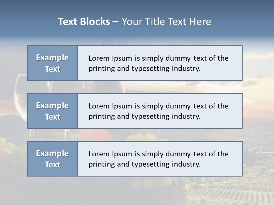 A Bottle Of Wine, Two Glasses Of Wine, Cheese And Grapes On A Barrel PowerPoint Template