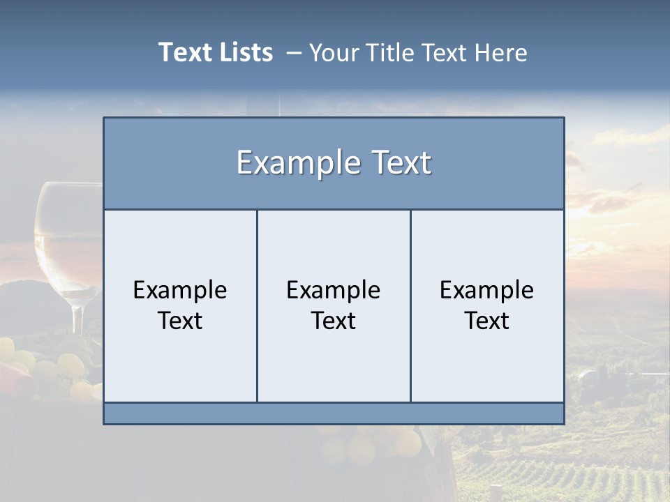 A Bottle Of Wine, Two Glasses Of Wine, Cheese And Grapes On A Barrel PowerPoint Template