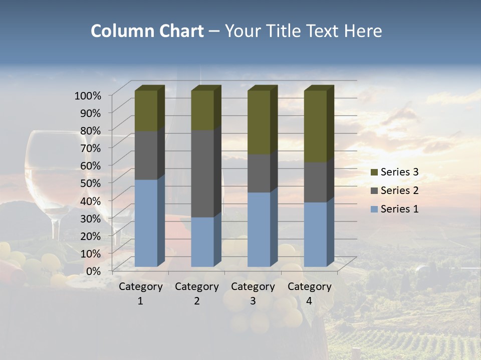 A Bottle Of Wine, Two Glasses Of Wine, Cheese And Grapes On A Barrel PowerPoint Template