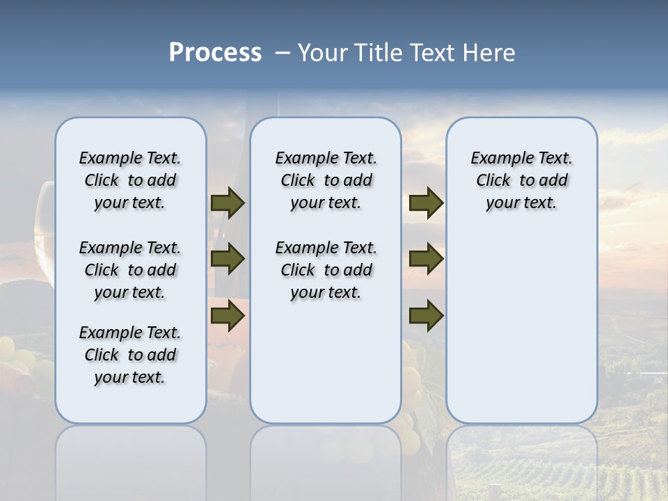 A Bottle Of Wine, Two Glasses Of Wine, Cheese And Grapes On A Barrel PowerPoint Template