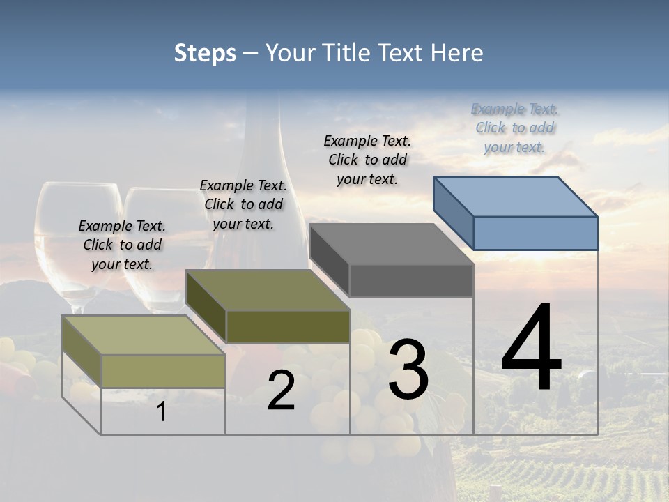 A Bottle Of Wine, Two Glasses Of Wine, Cheese And Grapes On A Barrel PowerPoint Template