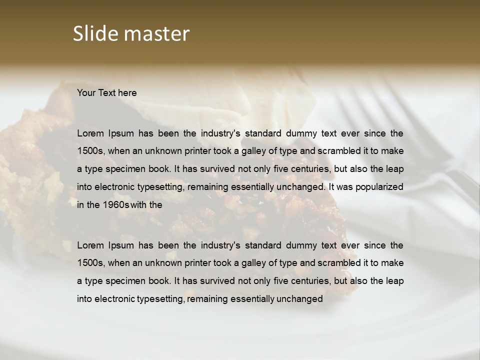 A Piece Of Pecan Pie With Ice Cream On Top PowerPoint Template