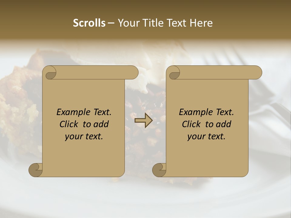 A Piece Of Pecan Pie With Ice Cream On Top PowerPoint Template