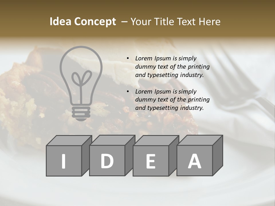 A Piece Of Pecan Pie With Ice Cream On Top PowerPoint Template