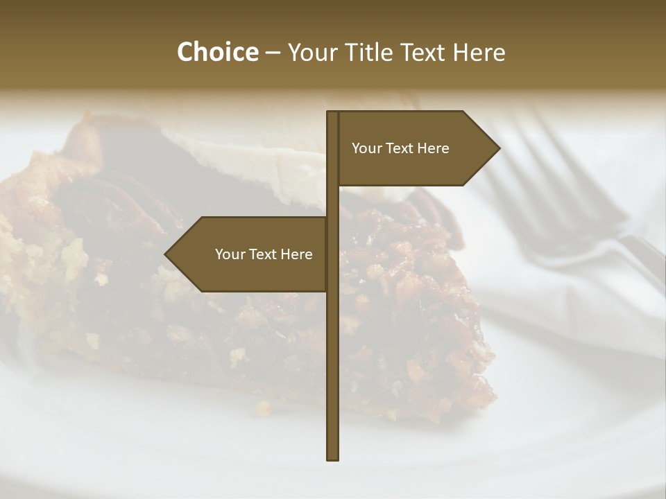 A Piece Of Pecan Pie With Ice Cream On Top PowerPoint Template