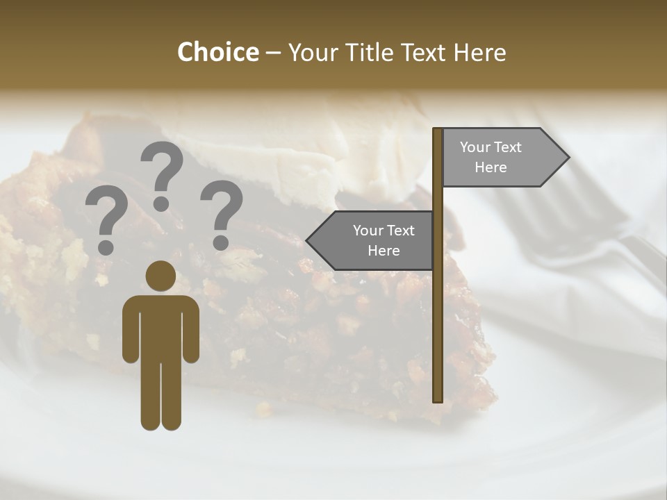 A Piece Of Pecan Pie With Ice Cream On Top PowerPoint Template
