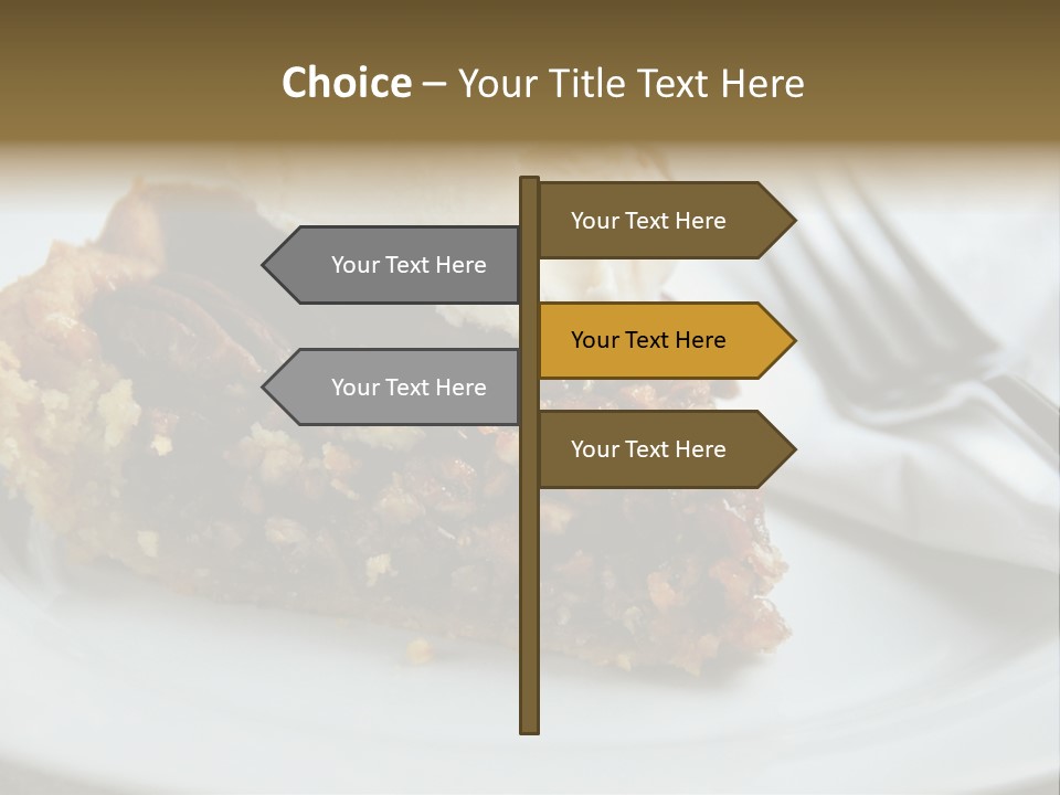 A Piece Of Pecan Pie With Ice Cream On Top PowerPoint Template