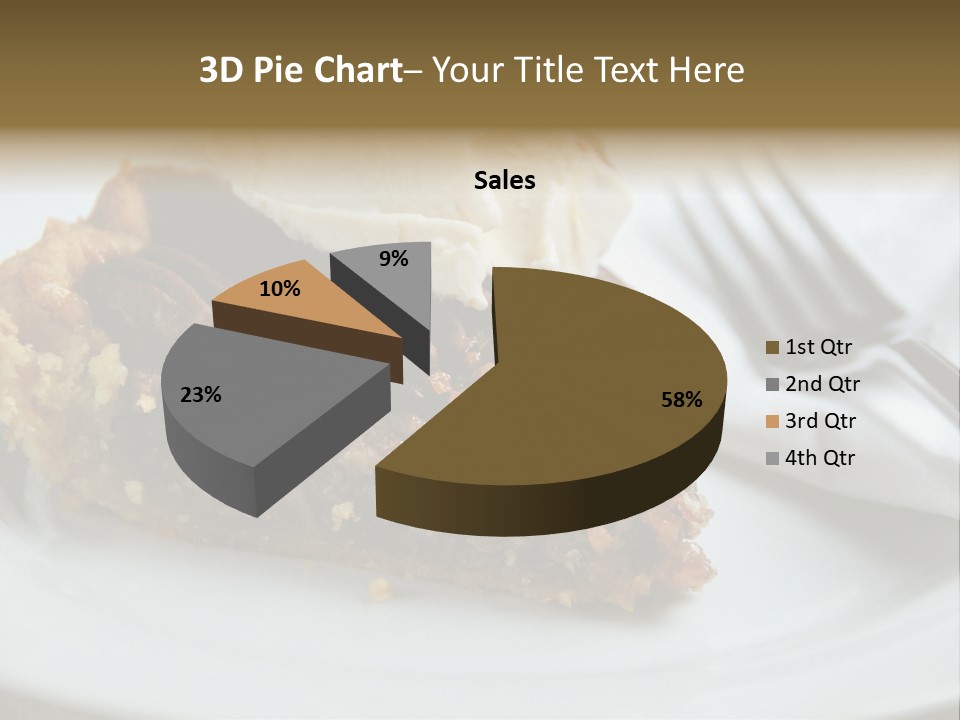 A Piece Of Pecan Pie With Ice Cream On Top PowerPoint Template