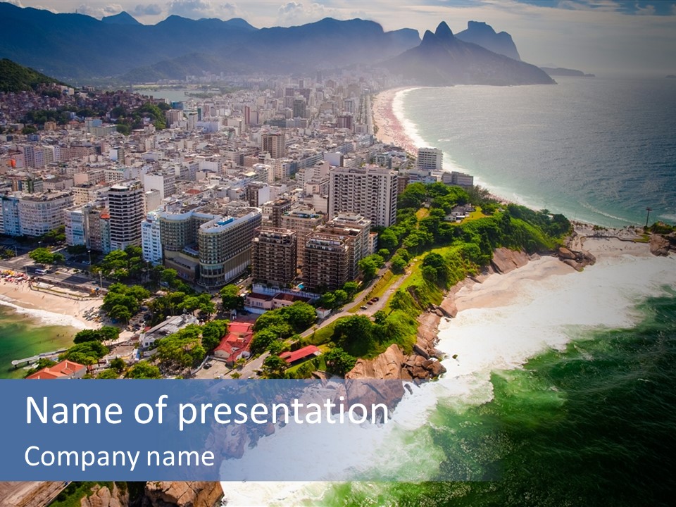 Ipanema Beach Aerial View Ocean PowerPoint Template